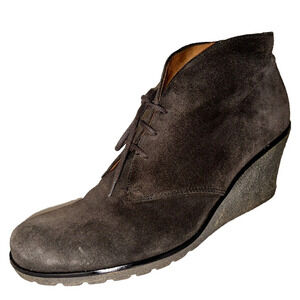 GABOR Shoes Womens Size US 9 / UK 7 Dark Gray Wedges Suede Lace Up Ankle Booties
